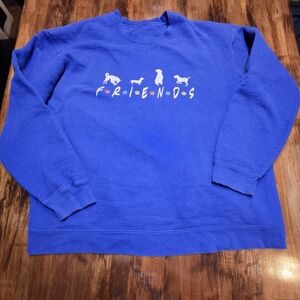 Retro Dog Friends Paw Print Dog Lover Paw Long Sleeve Sweatshirt sz XL